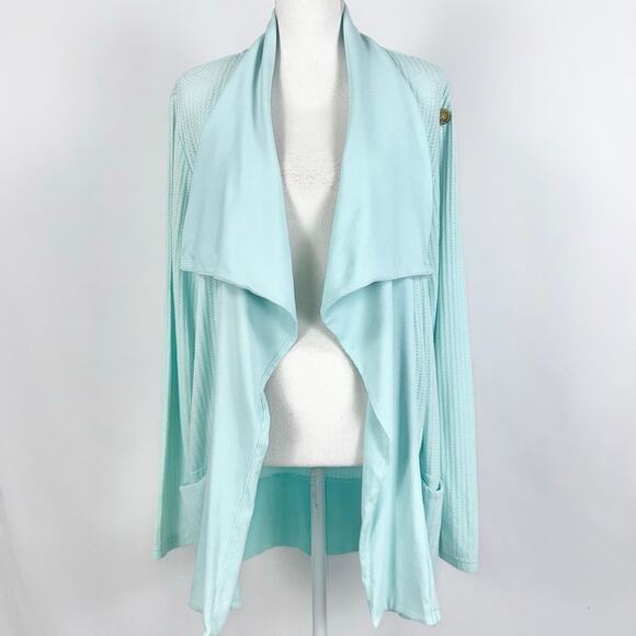 Fresh Produce Women's Waffle Knit Waterfall Cardigan Medium Teal - Picture 1 of 12